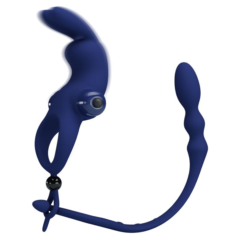 PRETTY LOVE - AYAD RABBIT VIBRATOR RING WITH PLUG BLUE - My naughty haven #