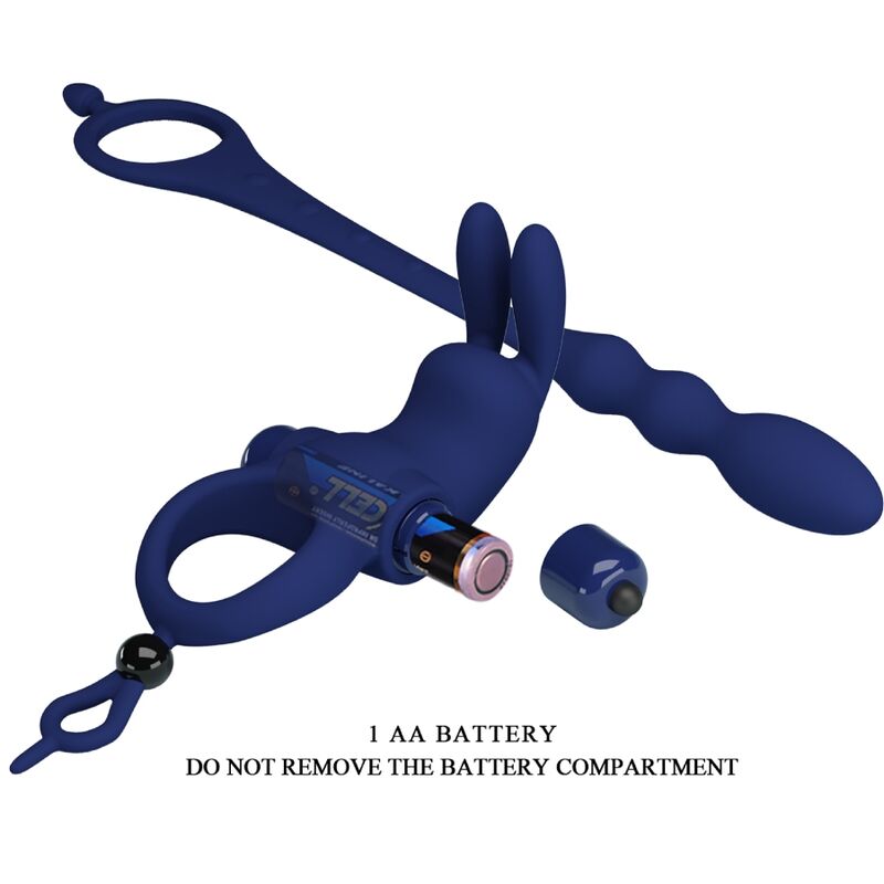 PRETTY LOVE - AYAD RABBIT VIBRATOR RING WITH PLUG BLUE - My naughty haven #