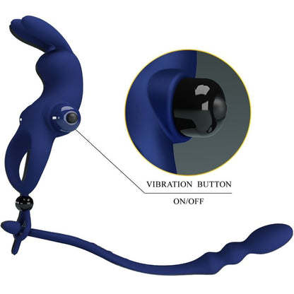 PRETTY LOVE - AYAD RABBIT VIBRATOR RING WITH PLUG BLUE - My naughty haven #