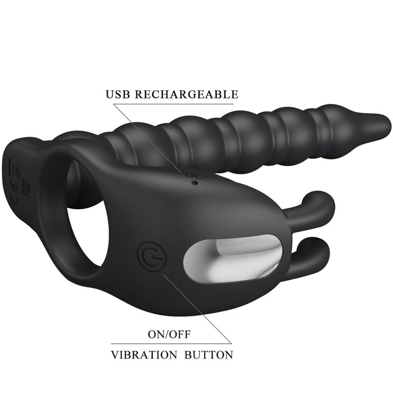 PRETTY LOVE - BLACKNEY PENIS RING WITH BLACK VIBRATOR PLUG - My naughty haven #