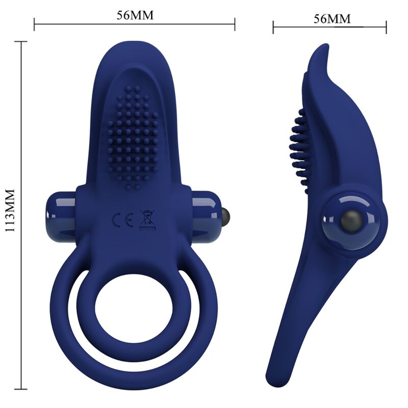PRETTY LOVE - BRONSON DOUBLE RING WITH VIBRATION BLUE - My naughty haven #