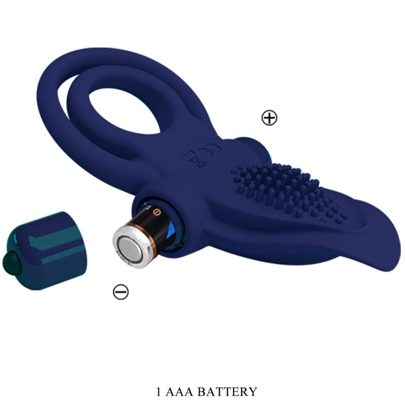PRETTY LOVE - BRONSON DOUBLE RING WITH VIBRATION BLUE - My naughty haven #
