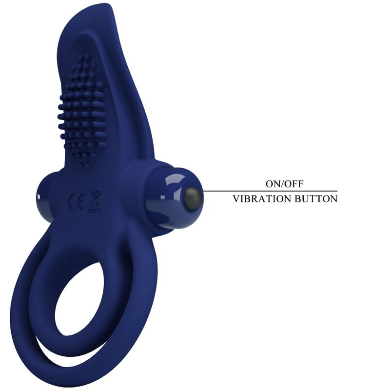 PRETTY LOVE - BRONSON DOUBLE RING WITH VIBRATION BLUE - My naughty haven #