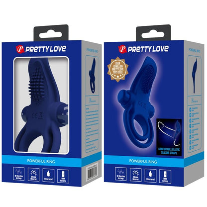 PRETTY LOVE - BRONSON DOUBLE RING WITH VIBRATION BLUE - My naughty haven #