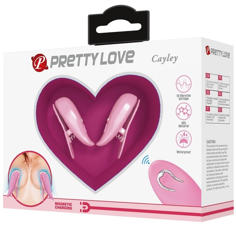 PRETTY LOVE - CAILEY NIPPLE CLAMPS 10 VIBRATIONS REMOTE CONTROL PINK - My naughty haven #