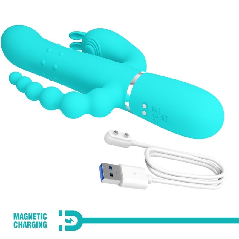 PRETTY LOVE - CAMMY 4 IN 1 MULTIFUNCTION TRIPPLE RABBIT VIBRATOR  BLUE - My naughty haven #