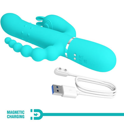 PRETTY LOVE - CAMMY 4 IN 1 MULTIFUNCTION TRIPPLE RABBIT VIBRATOR  BLUE - My naughty haven #