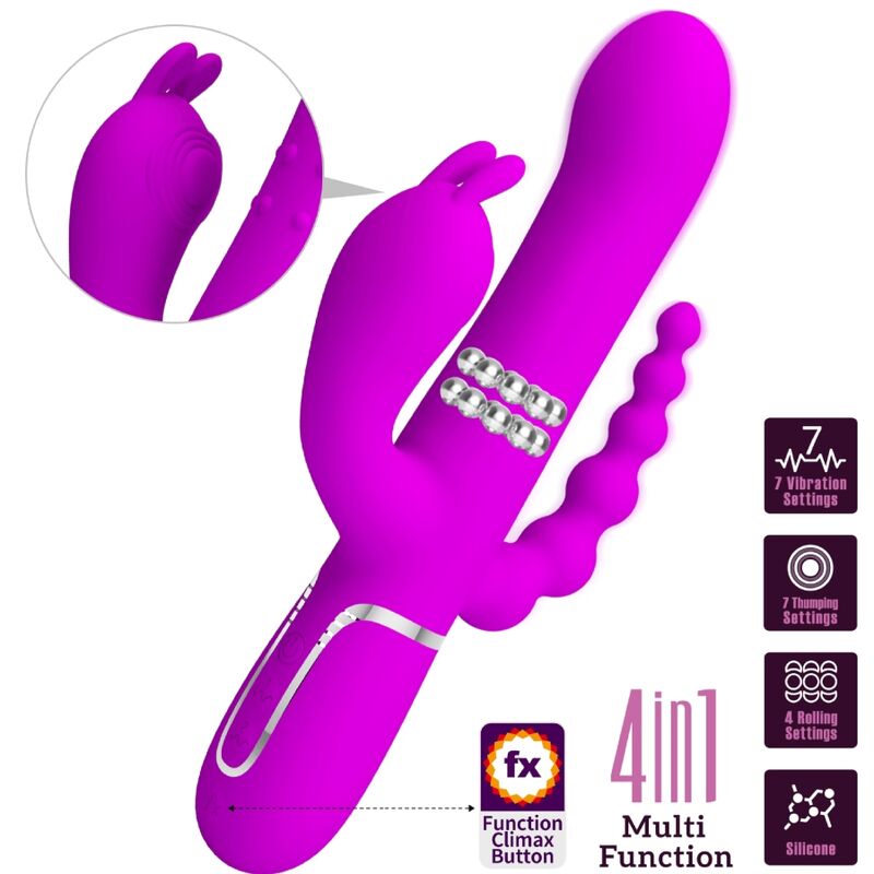 PRETTY LOVE - CAMMY TRIPLE VIBRATOR MULTIFUNCTION 4 IN 1 PINK - My naughty haven #