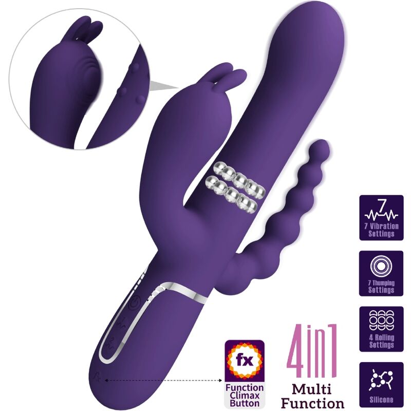 PRETTY LOVE - CAMMY TRIPLE VIBRATOR MULTIFUNCTION 4 IN 1 PURPLE - My naughty haven #