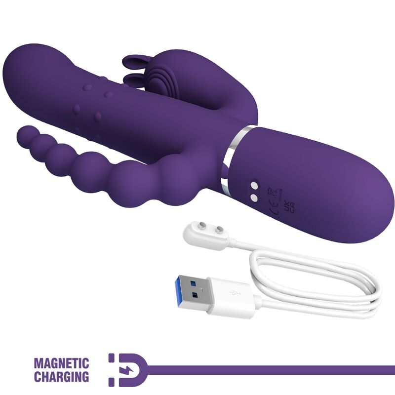 PRETTY LOVE - CAMMY TRIPLE VIBRATOR MULTIFUNCTION 4 IN 1 PURPLE - My naughty haven #