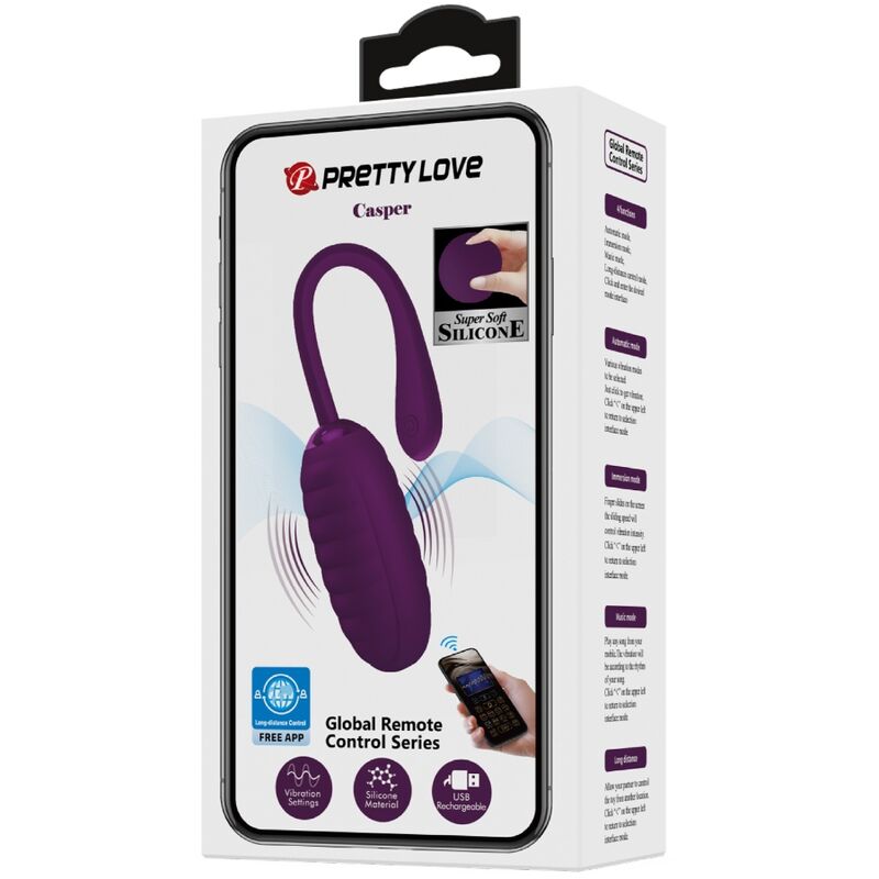 PRETTY LOVE - CASPER PURPLE RECHARGEABLE VIBRATING EGG - My naughty haven #