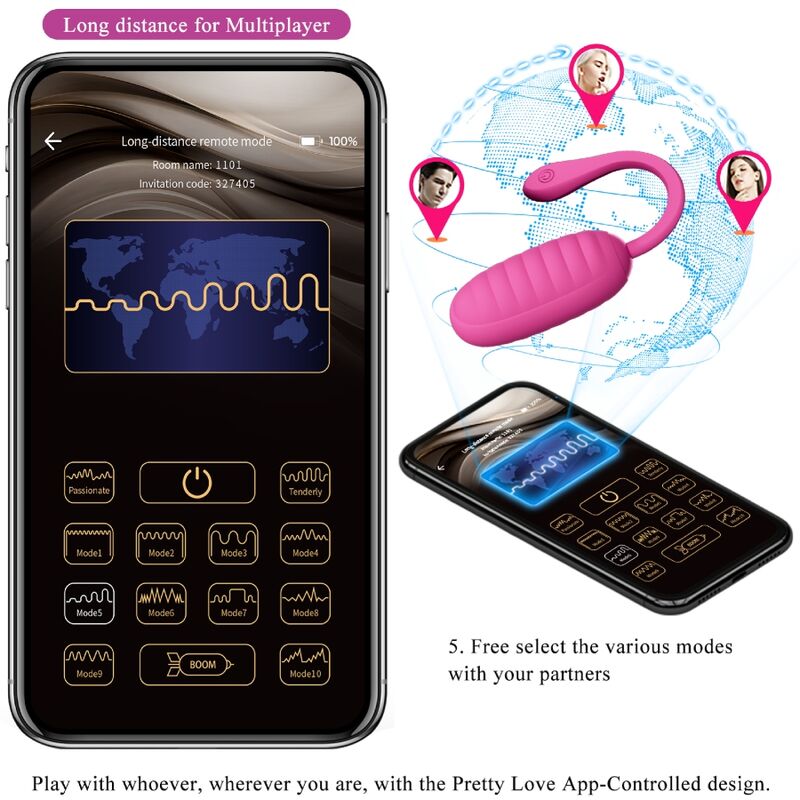 PRETTY LOVE - CATALINA PINK RECHARGEABLE VIBRATING EGG FREE APP - My naughty haven #
