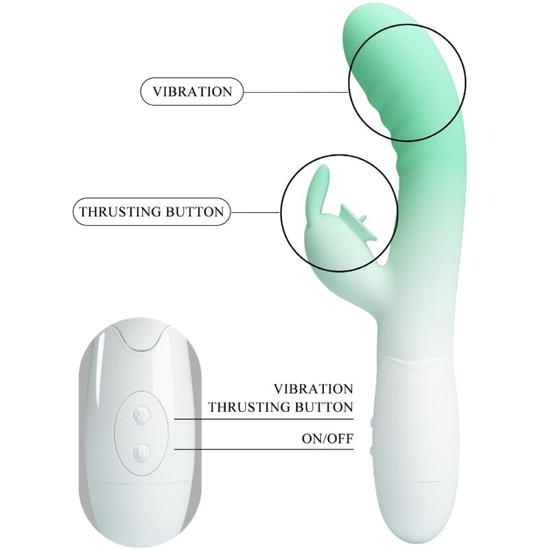 PRETTY LOVE - CERBERUS RABBIT VIBRATOR 3O VIBRATIONS GREEN - My naughty haven #