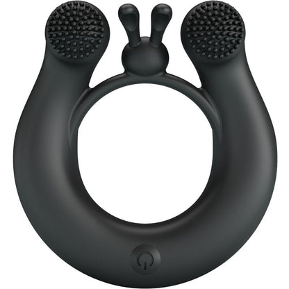 PRETTY LOVE - DAHLIA VIBRATING RING + CLITORIS STIMULATOR 12 VIBRATIONS BLACK - My naughty haven #
