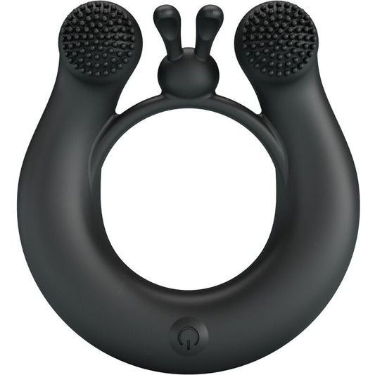 PRETTY LOVE - DAHLIA VIBRATING RING + CLITORIS STIMULATOR 12 VIBRATIONS BLACK - My naughty haven #