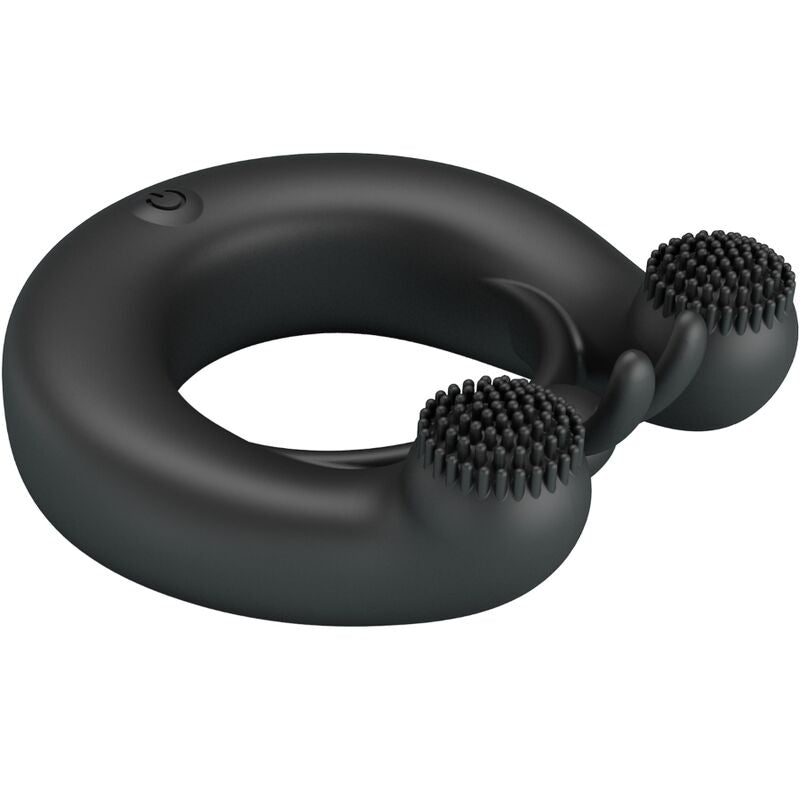 PRETTY LOVE - DAHLIA VIBRATING RING + CLITORIS STIMULATOR 12 VIBRATIONS BLACK - My naughty haven #
