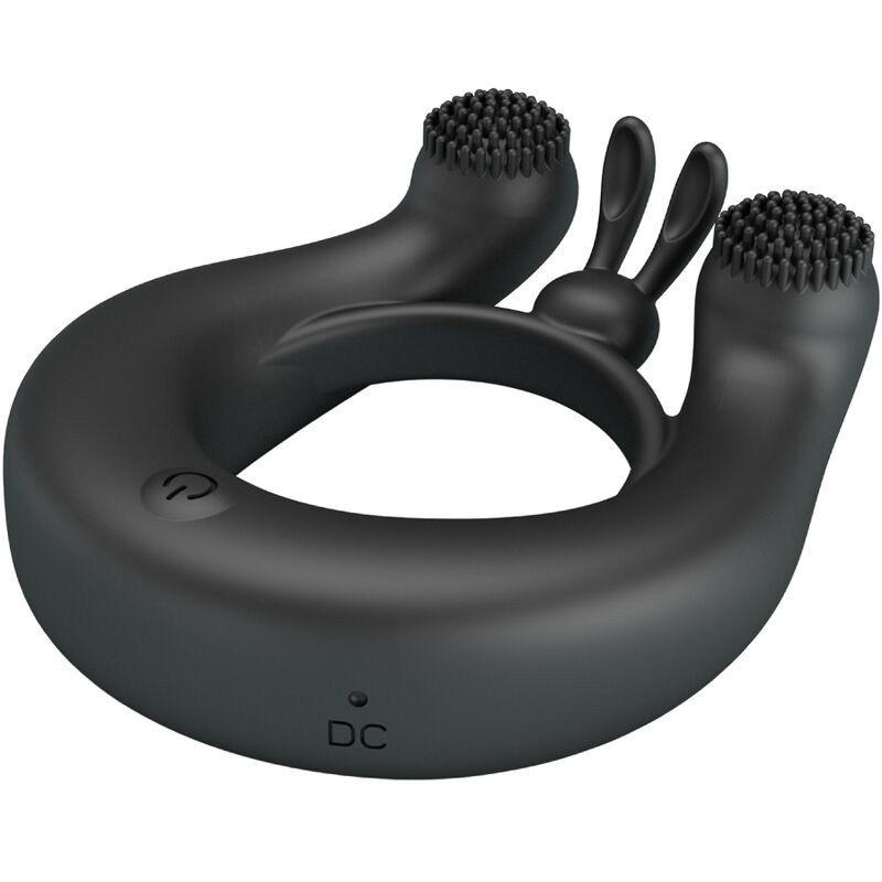 PRETTY LOVE - DAHLIA VIBRATING RING + CLITORIS STIMULATOR 12 VIBRATIONS BLACK - My naughty haven #