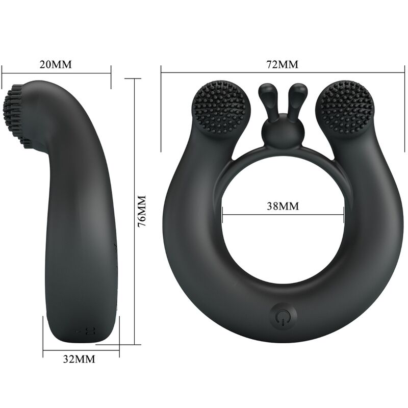 PRETTY LOVE - DAHLIA VIBRATING RING + CLITORIS STIMULATOR 12 VIBRATIONS BLACK - My naughty haven #