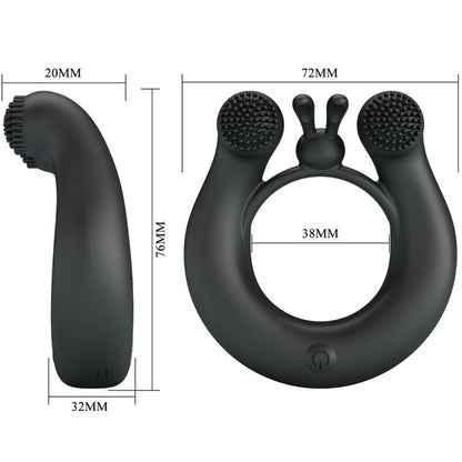 PRETTY LOVE - DAHLIA VIBRATING RING + CLITORIS STIMULATOR 12 VIBRATIONS BLACK - My naughty haven #