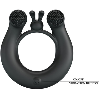 PRETTY LOVE - DAHLIA VIBRATING RING + CLITORIS STIMULATOR 12 VIBRATIONS BLACK - My naughty haven #