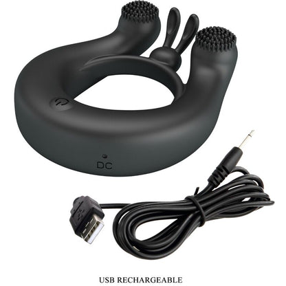 PRETTY LOVE - DAHLIA VIBRATING RING + CLITORIS STIMULATOR 12 VIBRATIONS BLACK - My naughty haven #