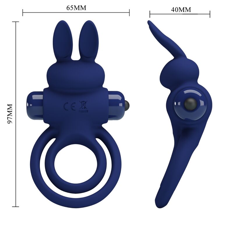 PRETTY LOVE - DAREY DOUBLE VIBRATING RING RABBIT BLUE - My naughty haven #