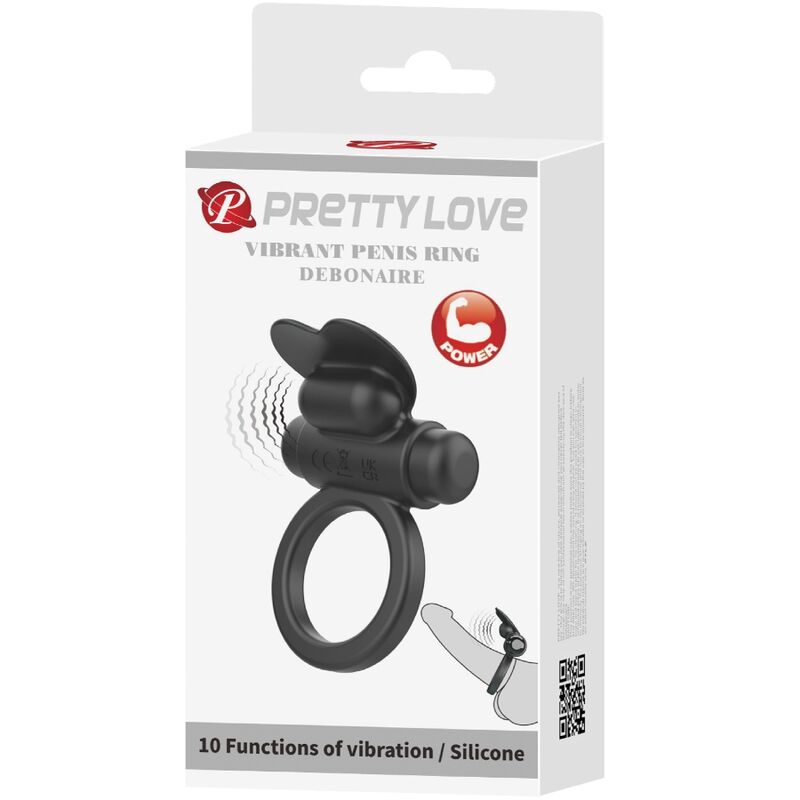 PRETTY LOVE - DEBONAIRE VIBRATING RING RABBIT 10 VIBRATIONS BLACK - My naughty haven #