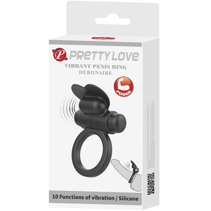 PRETTY LOVE - DEBONAIRE VIBRATING RING RABBIT 10 VIBRATIONS BLACK - My naughty haven #