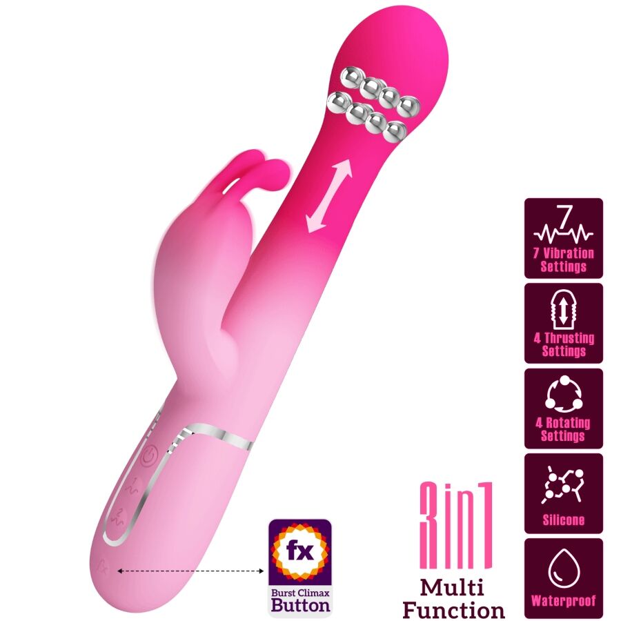 PRETTY LOVE - DEJON 3 IN 1 MULTIFUNCTION RABBIT VIBRATOR PINK - My naughty haven #