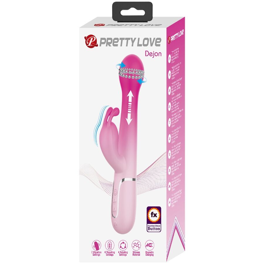 PRETTY LOVE - DEJON 3 IN 1 MULTIFUNCTION RABBIT VIBRATOR PINK - My naughty haven #