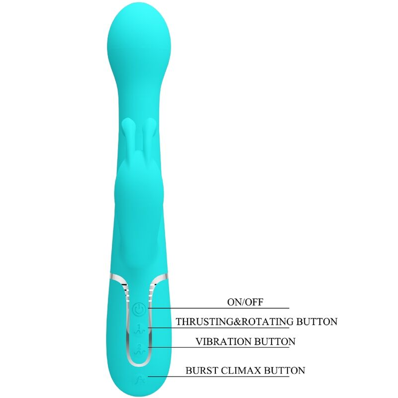 PRETTY LOVE - DEJON RABBIT VIBRATOR 3 IN 1 MULTIFUNCTION AQUA GREEN - My naughty haven #