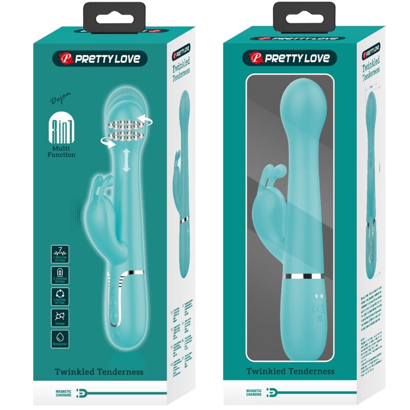 PRETTY LOVE - DEJON RABBIT VIBRATOR 3 IN 1 MULTIFUNCTION AQUA GREEN - My naughty haven #