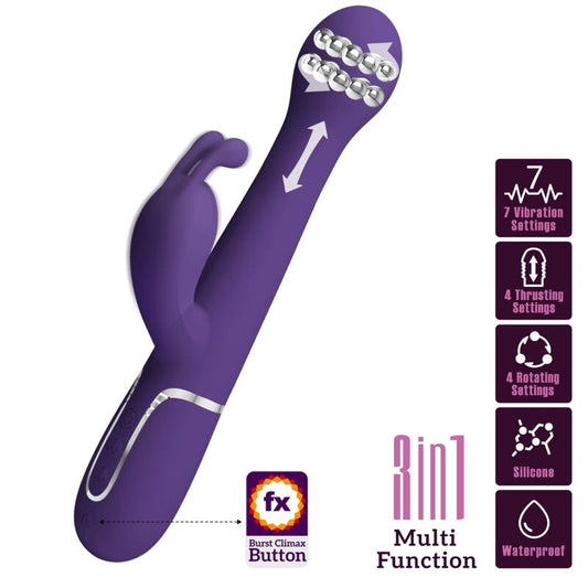 PRETTY LOVE - DEJON RABBIT VIBRATOR 3 IN 1 MULTIFUNCTION PURPLE - My naughty haven #