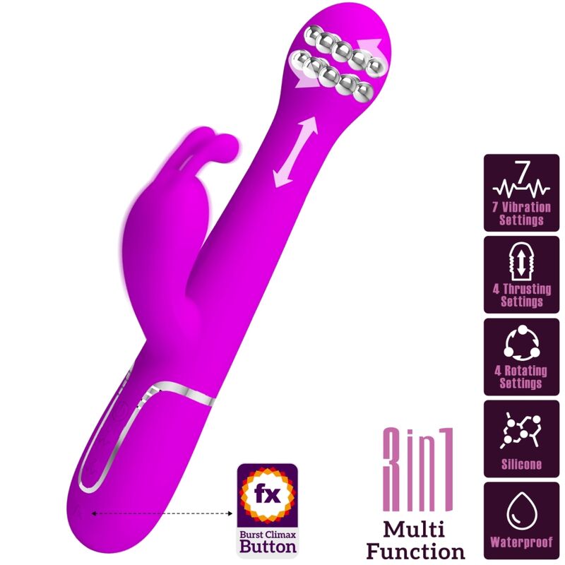 PRETTY LOVE - DEJON RABBIT VIBRATOR 3 IN 1 MULTIFUNCTION VIOLET - My naughty haven #