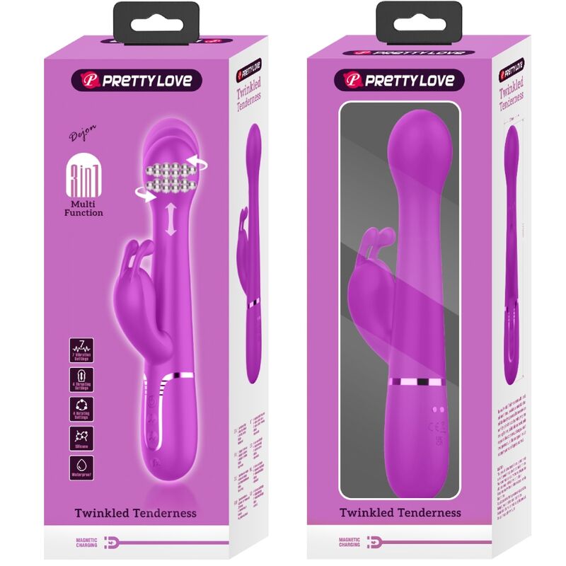 PRETTY LOVE - DEJON RABBIT VIBRATOR 3 IN 1 MULTIFUNCTION VIOLET - My naughty haven #