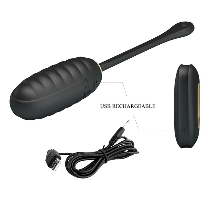 PRETTY LOVE - DOREEN LUXURY RECHARGEABLE VIBRATING EGG BLACK REMOTE CONTROL - My naughty haven #