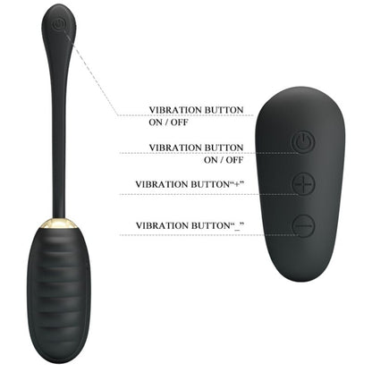 PRETTY LOVE - DOREEN LUXURY RECHARGEABLE VIBRATING EGG BLACK REMOTE CONTROL - My naughty haven #