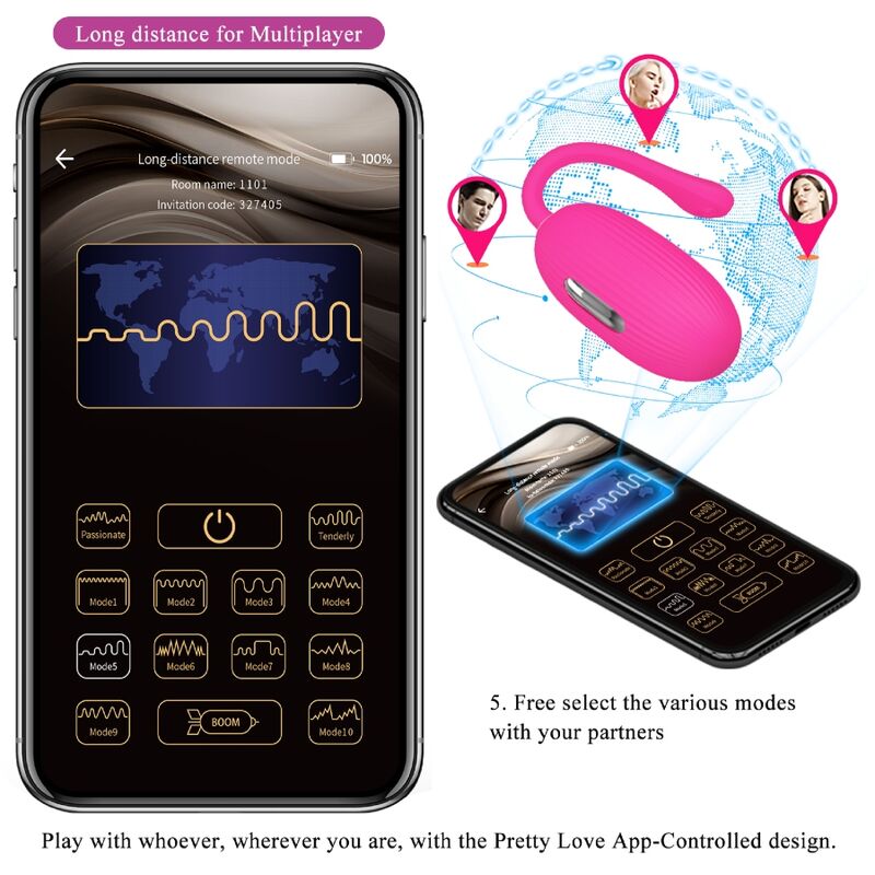 PRETTY LOVE - DOREEN RECHARGEABLE VIBRATING EGG MAGENTA REMOTE CONTROL - My naughty haven #