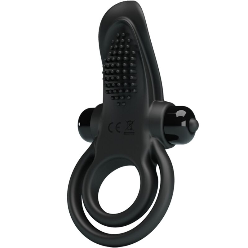 PRETTY LOVE - DOUBLE VIBRATING RING + CLITORIS STIMULATOR 10 VIBRATIONS BLACK - My naughty haven #