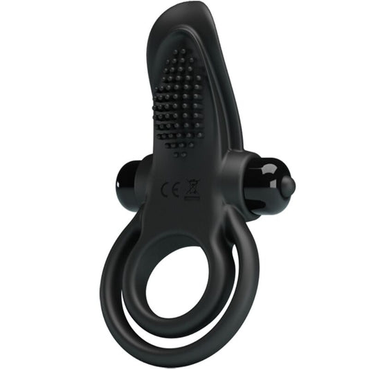 PRETTY LOVE - DOUBLE VIBRATING RING + CLITORIS STIMULATOR 10 VIBRATIONS BLACK - My naughty haven #
