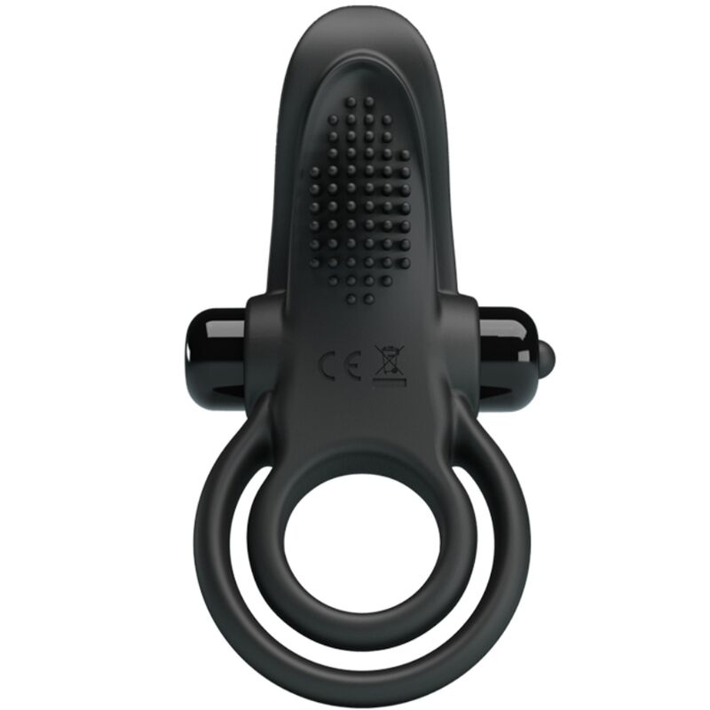 PRETTY LOVE - DOUBLE VIBRATING RING + CLITORIS STIMULATOR 10 VIBRATIONS BLACK - My naughty haven #