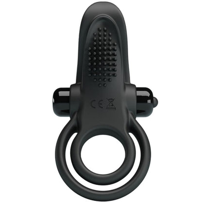 PRETTY LOVE - DOUBLE VIBRATING RING + CLITORIS STIMULATOR 10 VIBRATIONS BLACK - My naughty haven #