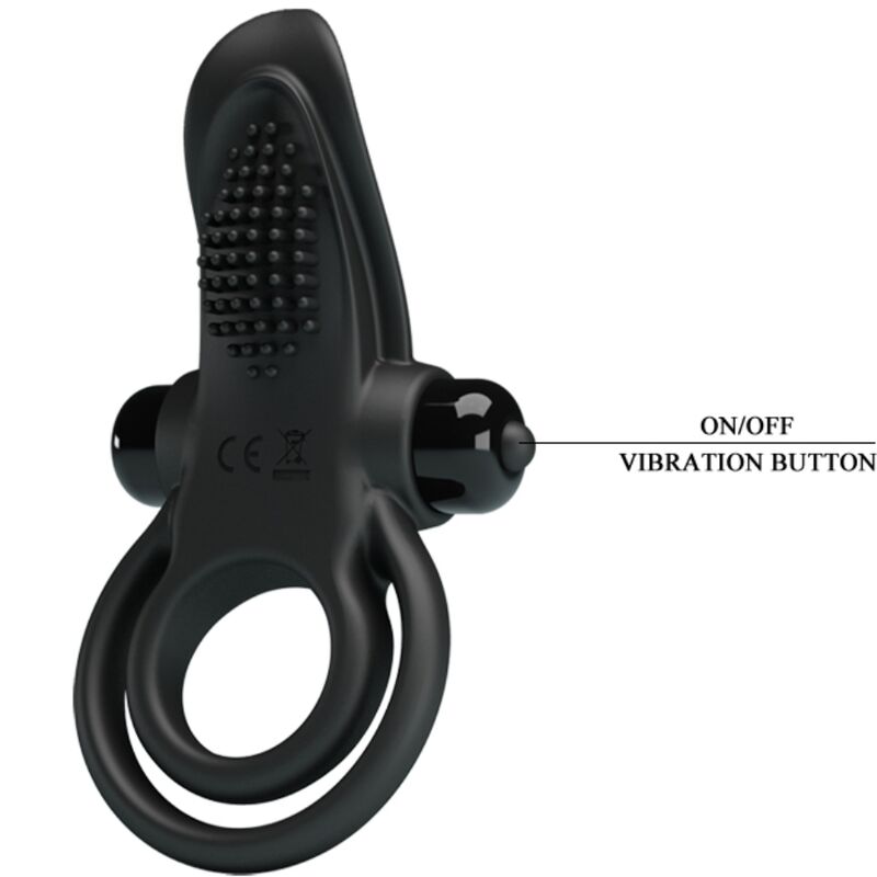 PRETTY LOVE - DOUBLE VIBRATING RING + CLITORIS STIMULATOR 10 VIBRATIONS BLACK - My naughty haven #