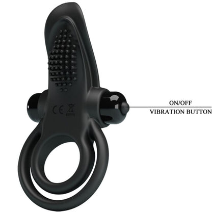 PRETTY LOVE - DOUBLE VIBRATING RING + CLITORIS STIMULATOR 10 VIBRATIONS BLACK - My naughty haven #