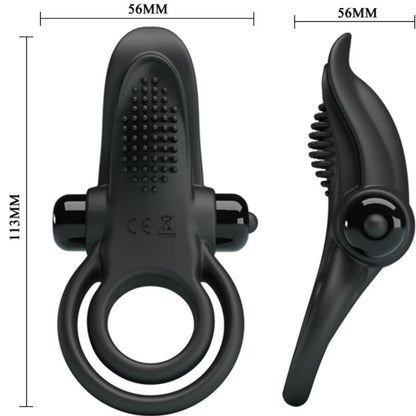 PRETTY LOVE - DOUBLE VIBRATING RING + CLITORIS STIMULATOR 10 VIBRATIONS BLACK - My naughty haven #
