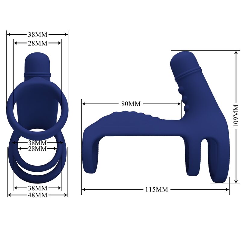 PRETTY LOVE - ELISH VIBRATING RING WITH EXTENSION BLUE - My naughty haven #