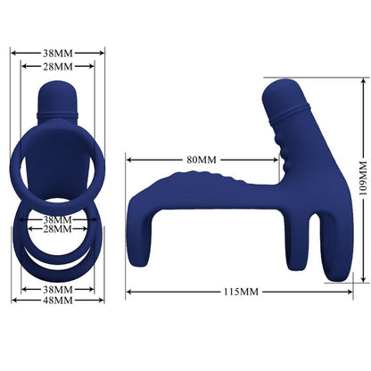 PRETTY LOVE - ELISH VIBRATING RING WITH EXTENSION BLUE - My naughty haven #