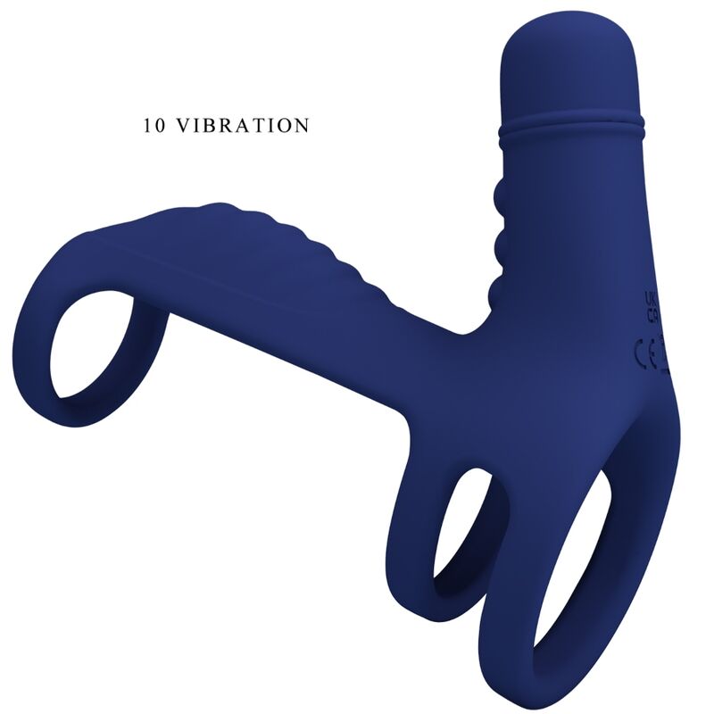 PRETTY LOVE - ELISH VIBRATING RING WITH EXTENSION BLUE - My naughty haven #