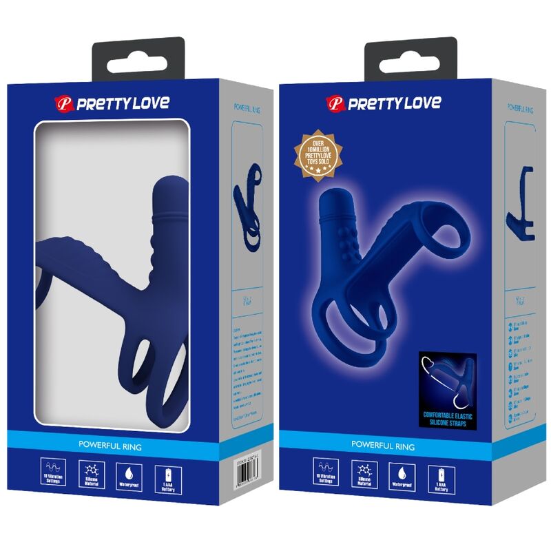 PRETTY LOVE - ELISH VIBRATING RING WITH EXTENSION BLUE - My naughty haven #