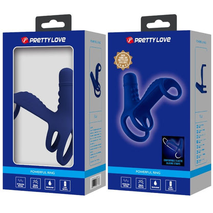 PRETTY LOVE - ELISH VIBRATING RING WITH EXTENSION BLUE - My naughty haven #